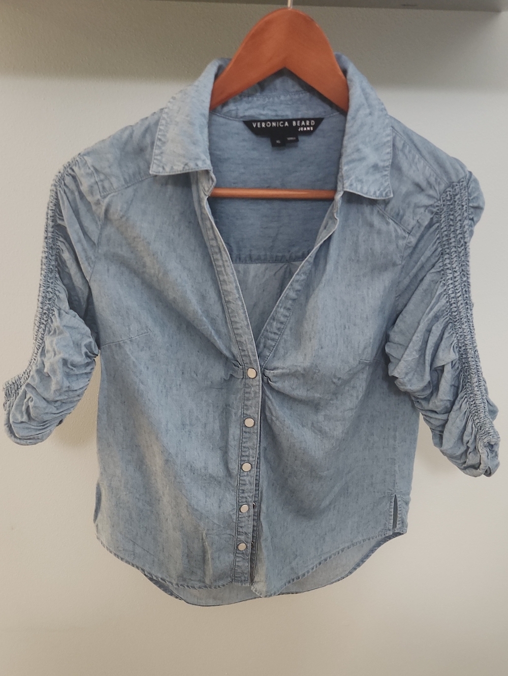 Veronica Beard Light Wash Chambray Button-Front Shirt
